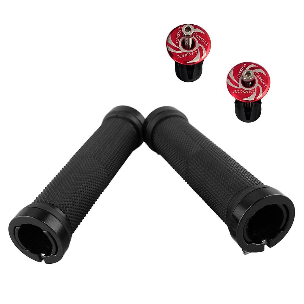1 Pair Double Lock On Locking Mountain Bike Bicycle Handle Bar Grips Red