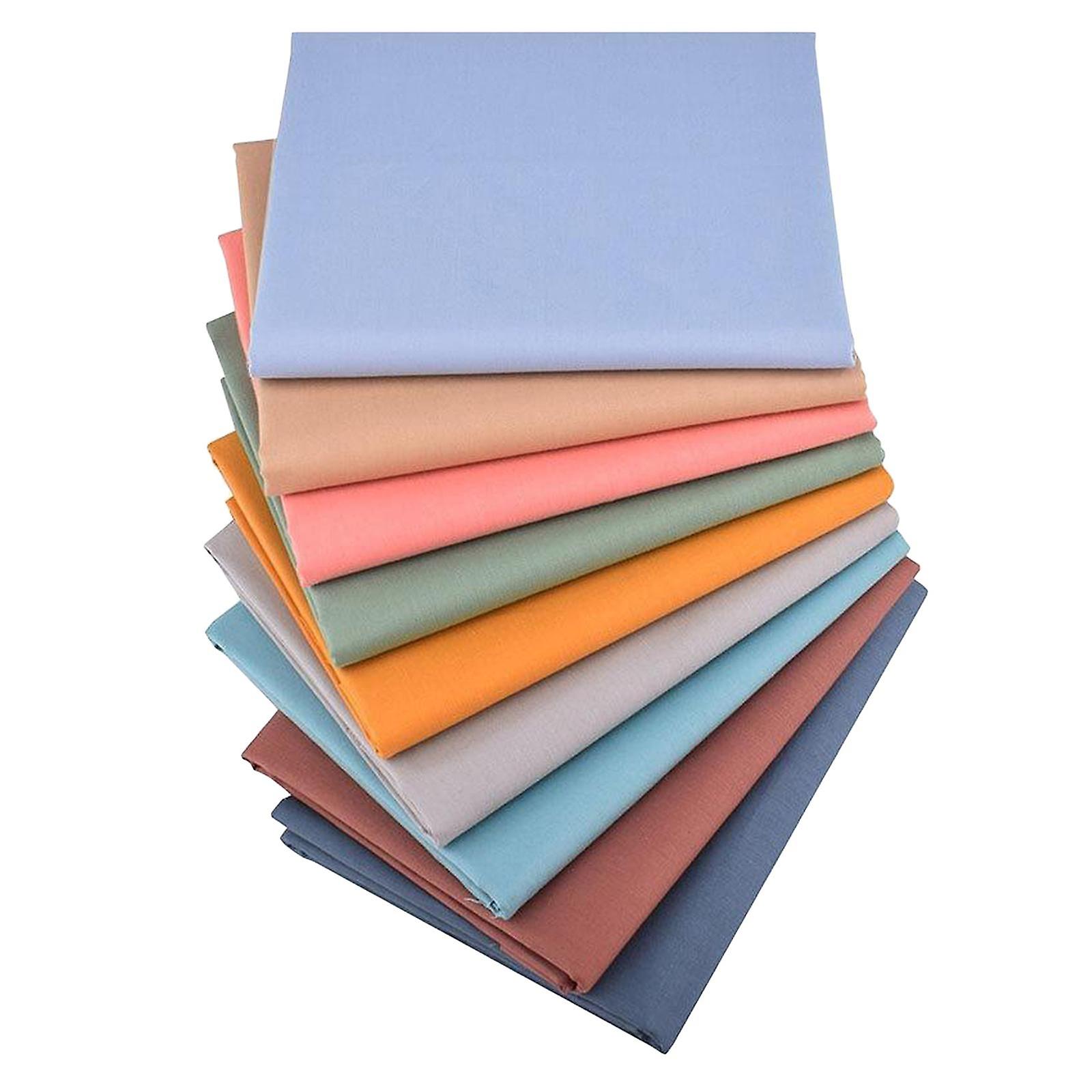 9Pcs Cotton Solid Plain Dressmaking Craft Fabric Material for DIY Patchwork
