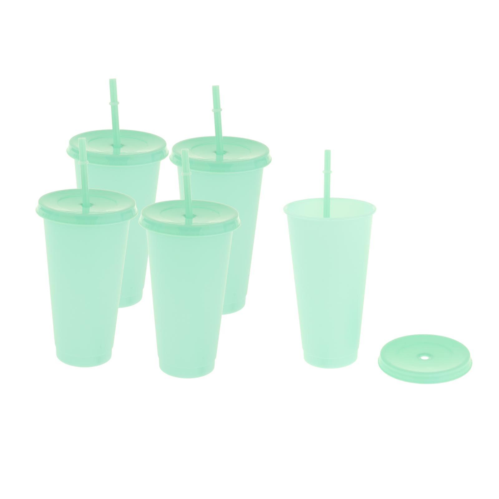 720ml Color Changing Cup Plastic Cold Water Straw Cup Green