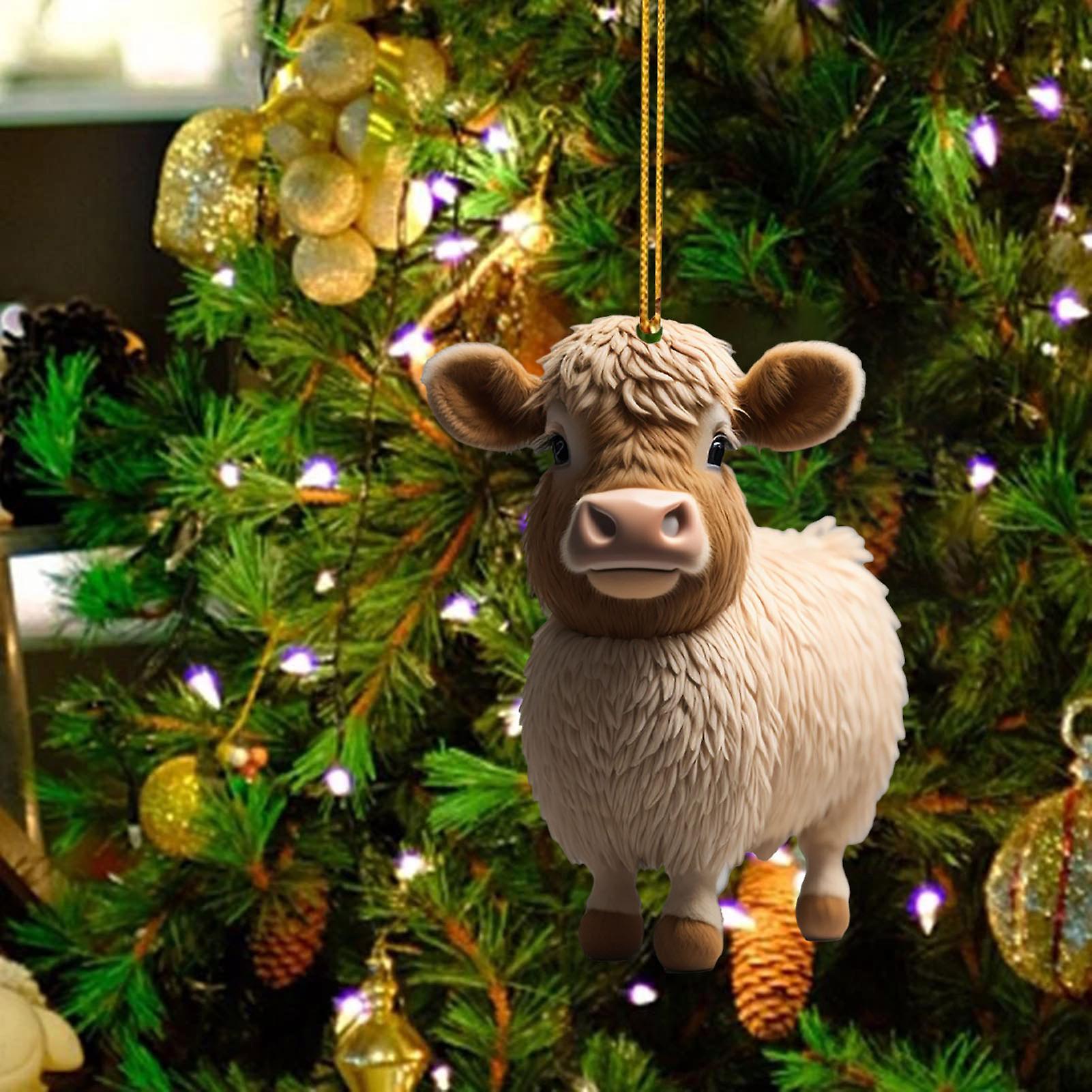 Cute Cartoon Cow Car Ornament Bright Color Lasting Pendant For Xmas Home Party Decor