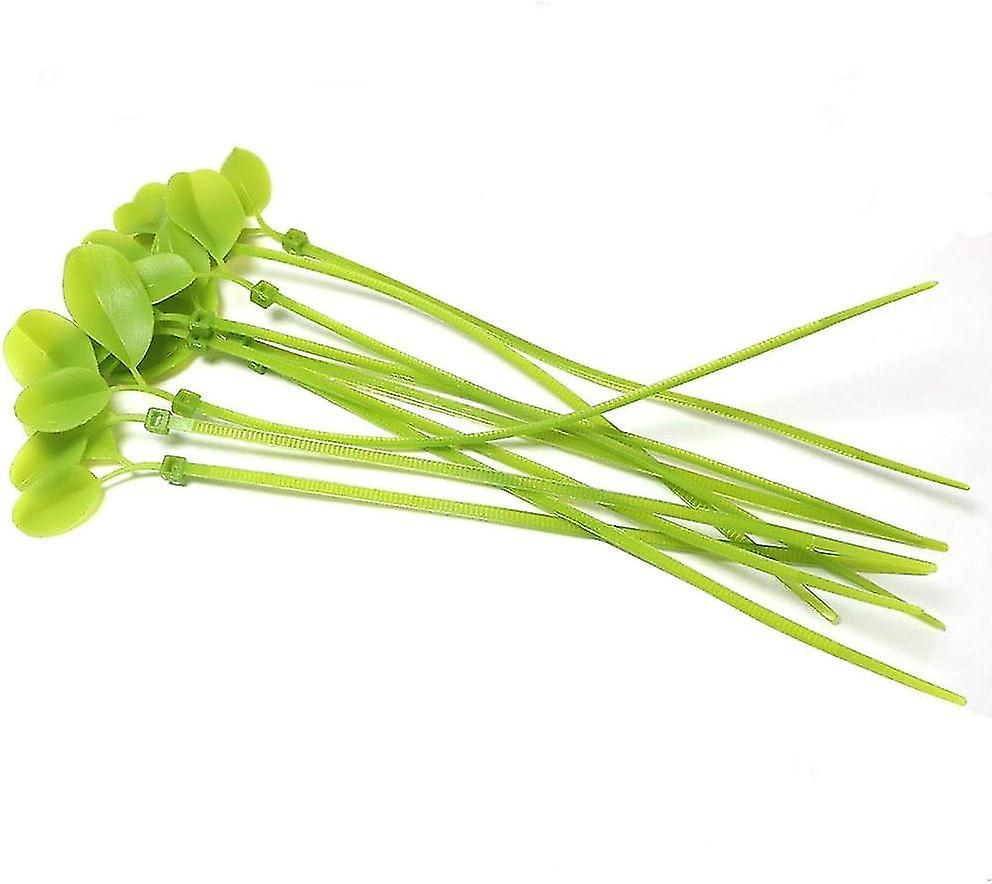 100pcs Simulation Leaf Ties Self-locking Nylon Ties Green Fixed Ties Plastic Wrap Ties