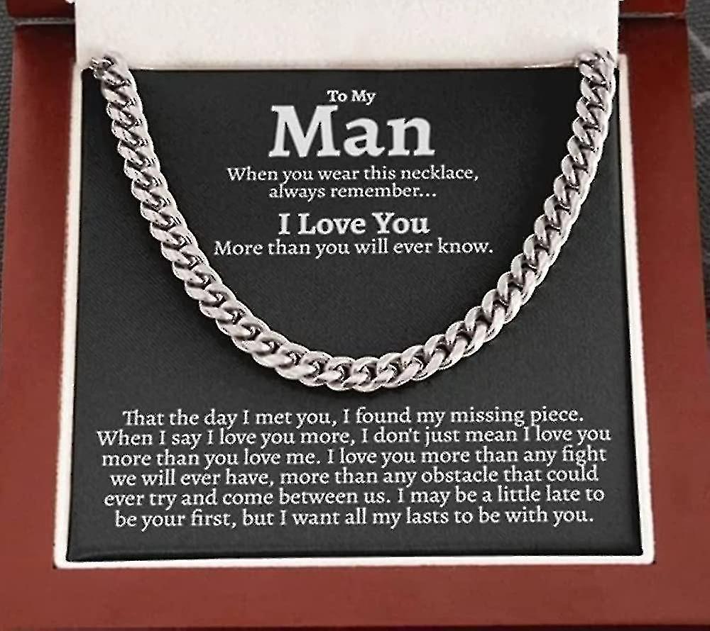 To My Man Stainless Steel Cuban Chain Necklace For Him,birthday Gifts For Boyfriend Husband,to My Hu