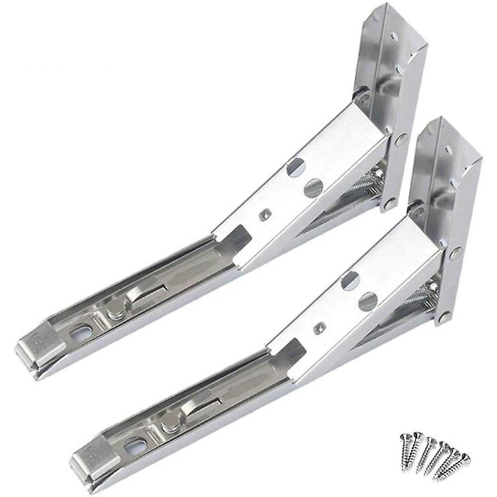 2 pcs Folding Shelf Brackets Stainless Steel Collapsible Wall Mounted Shelf for DIY Bracket