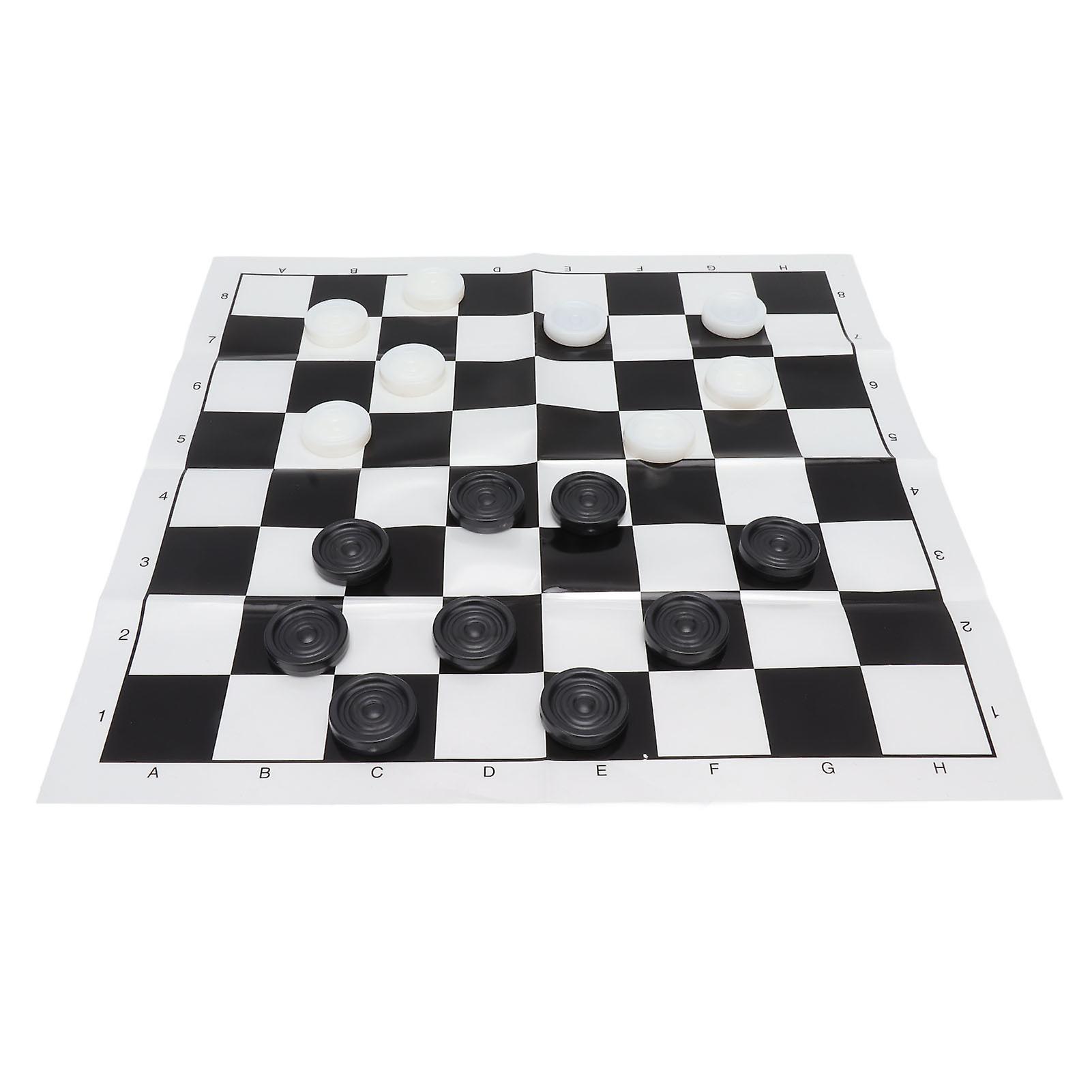 Checkers Set Stackable Black White Plastic Pieces Draughts Board Game with Transparent Box for 3 Years Old Above 