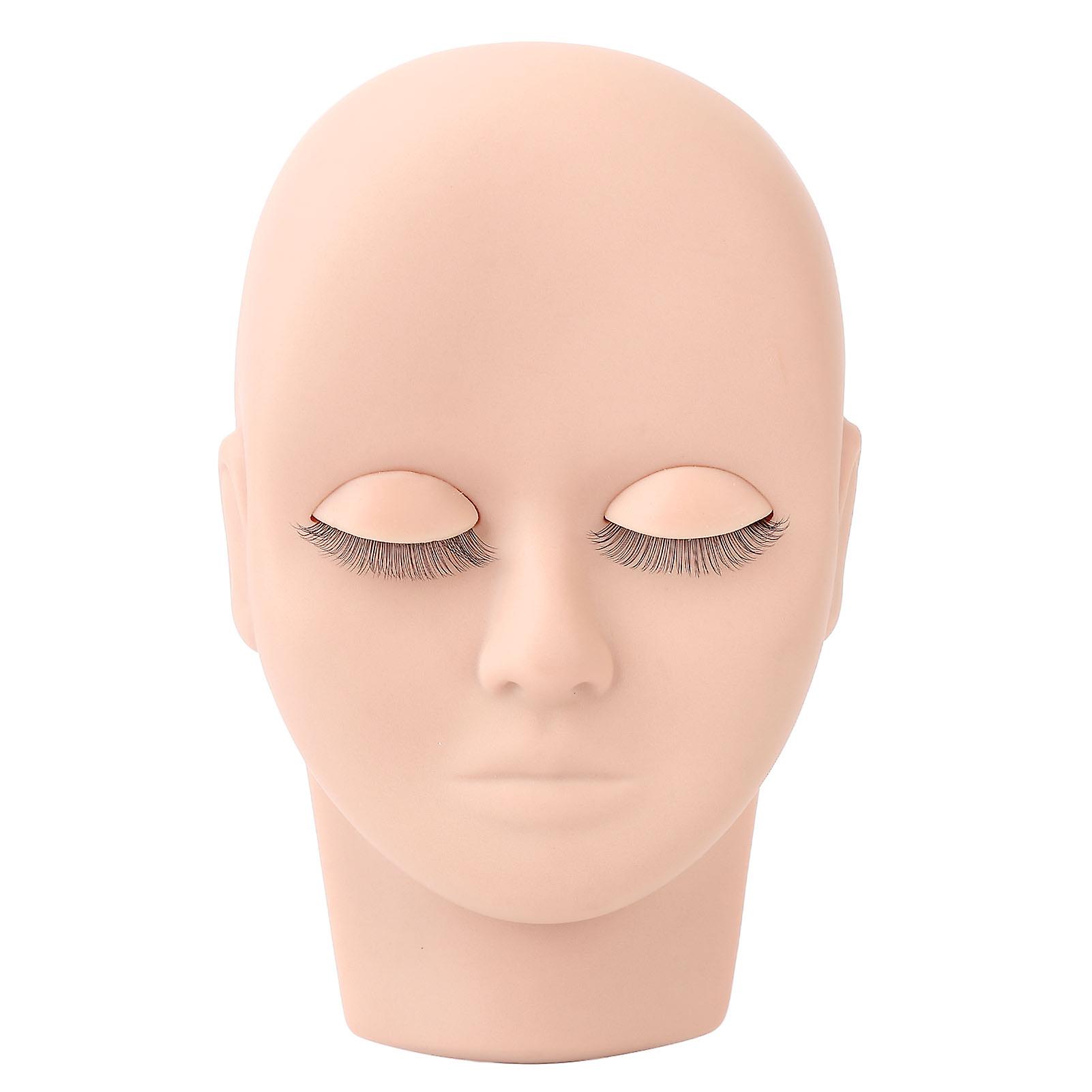 Eyelash Mannequin Head Double Layer with Removable Eyelids Pink, Eyelash Extension Practice Makeup Training Tool