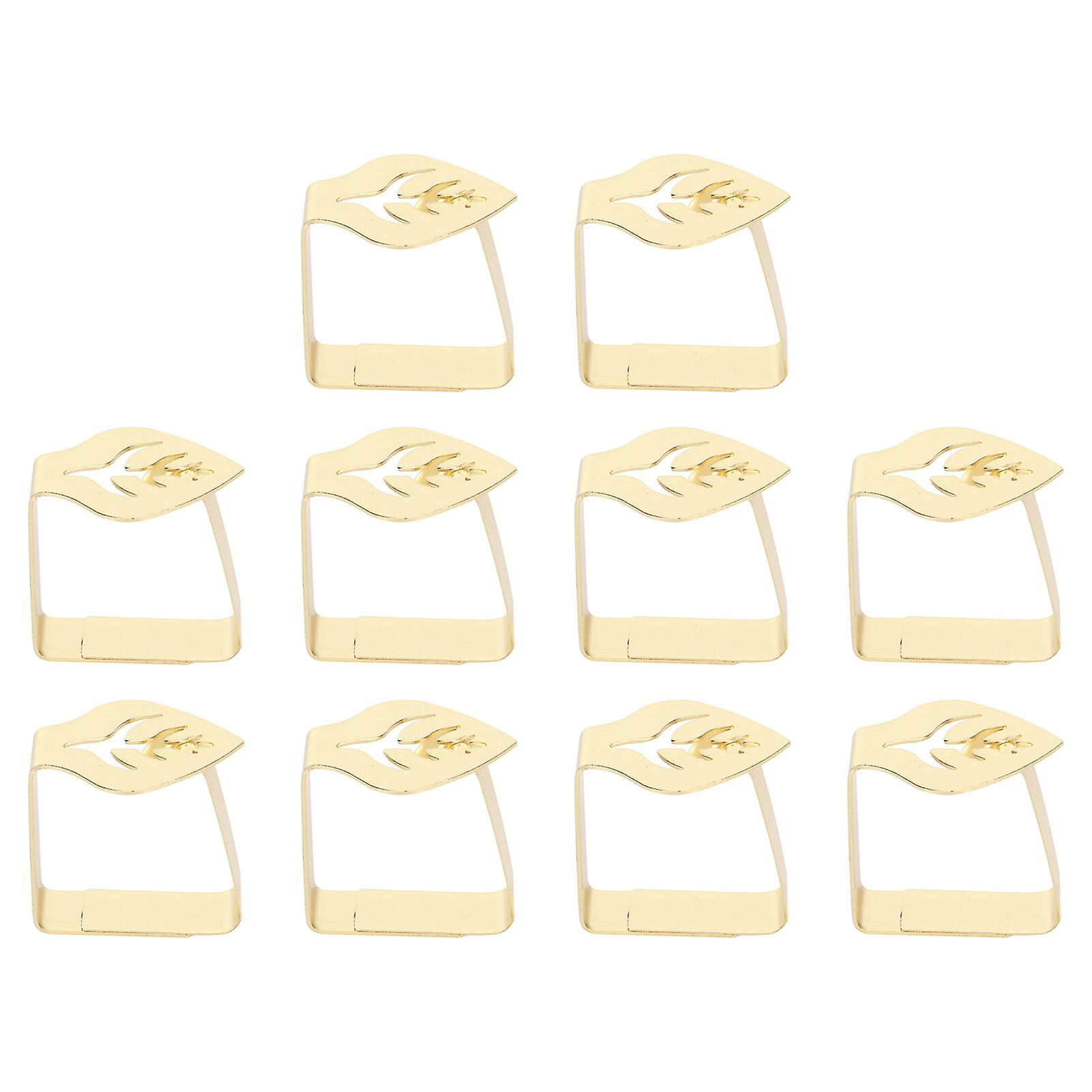 10 Pcs Stainless Steel Tablecloth Clips Non-Slip Multi-Function Leaf Style Tablecloth Clips for Family Party Cafe Gold Color