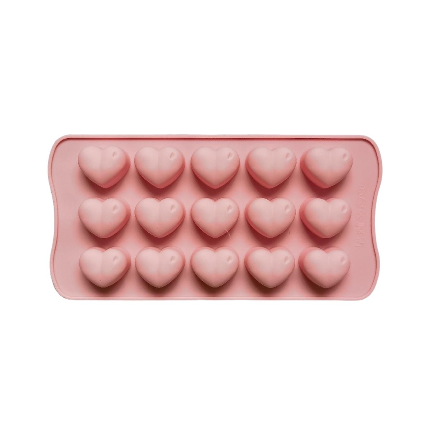 Chocolate Mold 15 Grids 3D Heart-shaped Candy Mold Non-stick Silicone Baking Cake Mold for Home