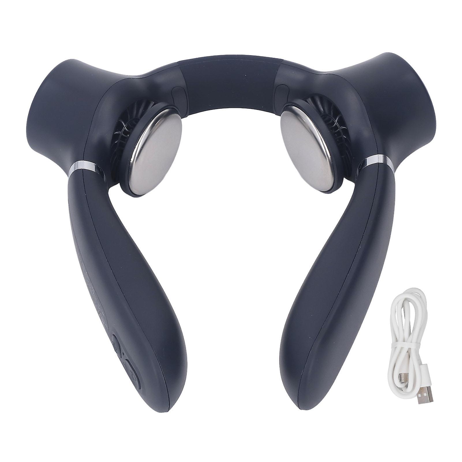 Portable Neck Fan Hands Free Adjustable Wearable Battery Operated USB Rechargeable Neck Cooling Fan for Outdoor Sports Dark Blue
