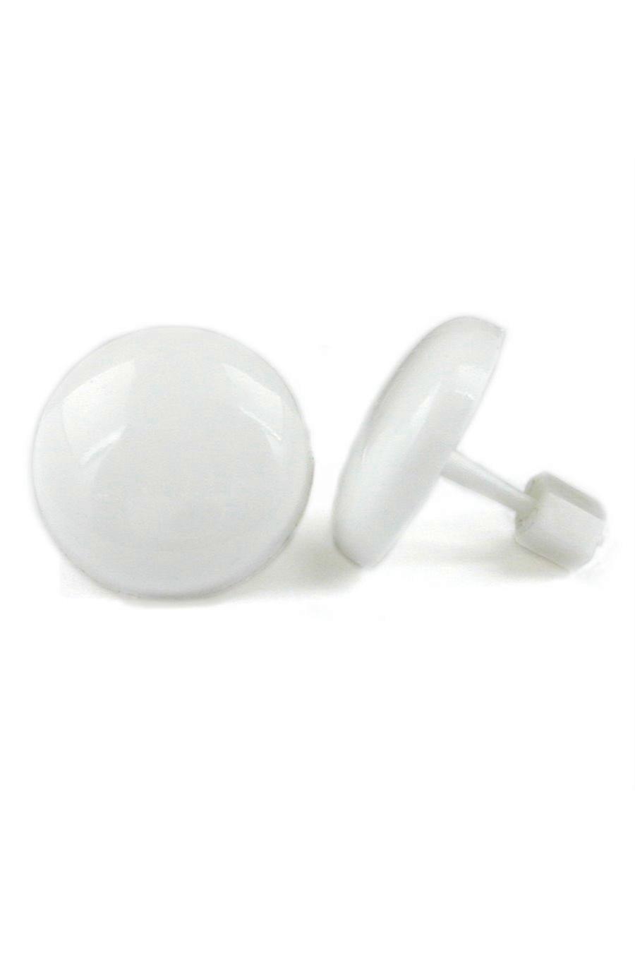 Stud Earrings Plastic Round White - Gl01820