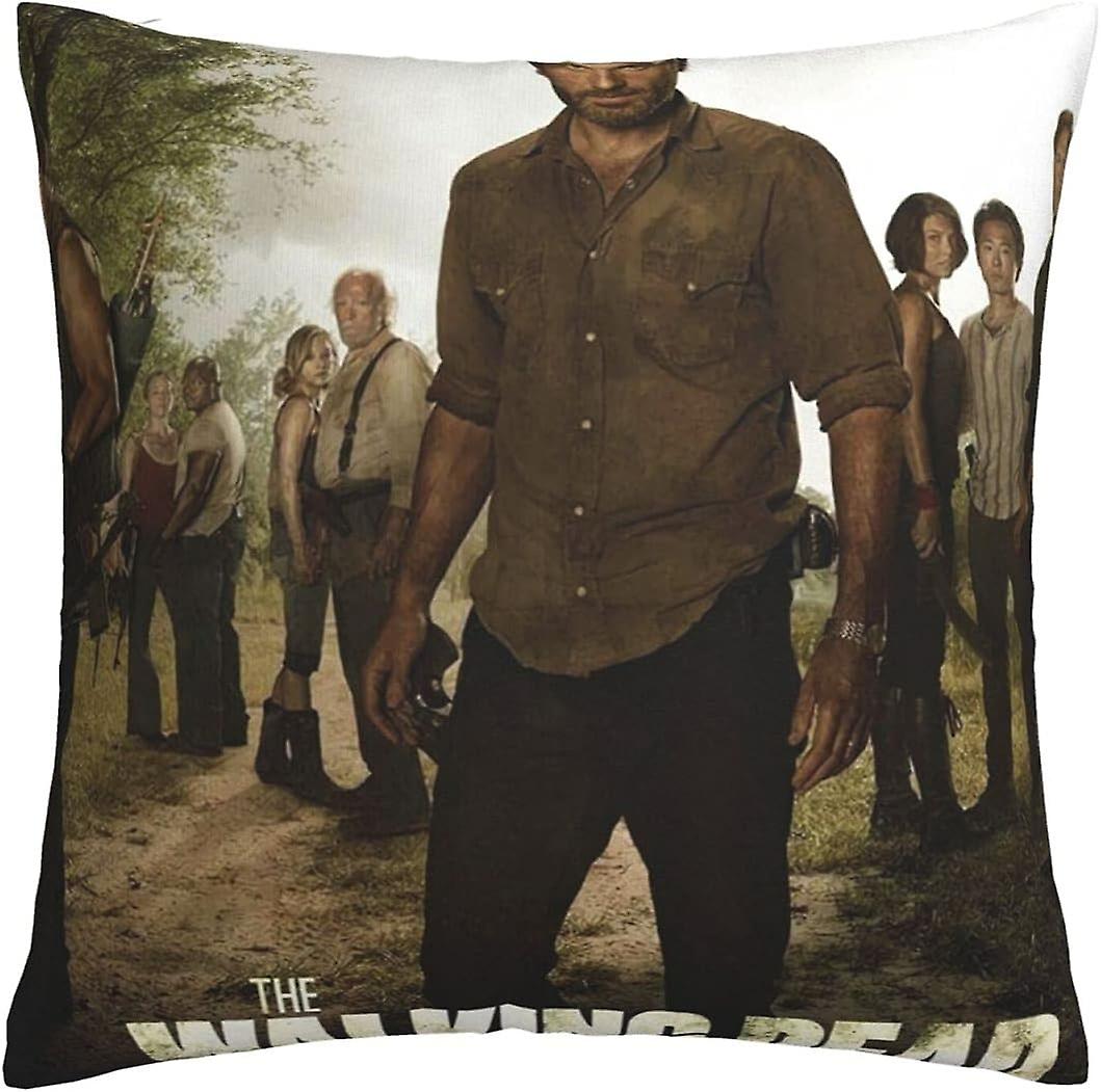 ウォーキングデッドクッションカバー45cm x 45cmソファ寝室用スクエアスロー枕カバー、目に見えないジッパー付き18x18インチセット1 -s1922