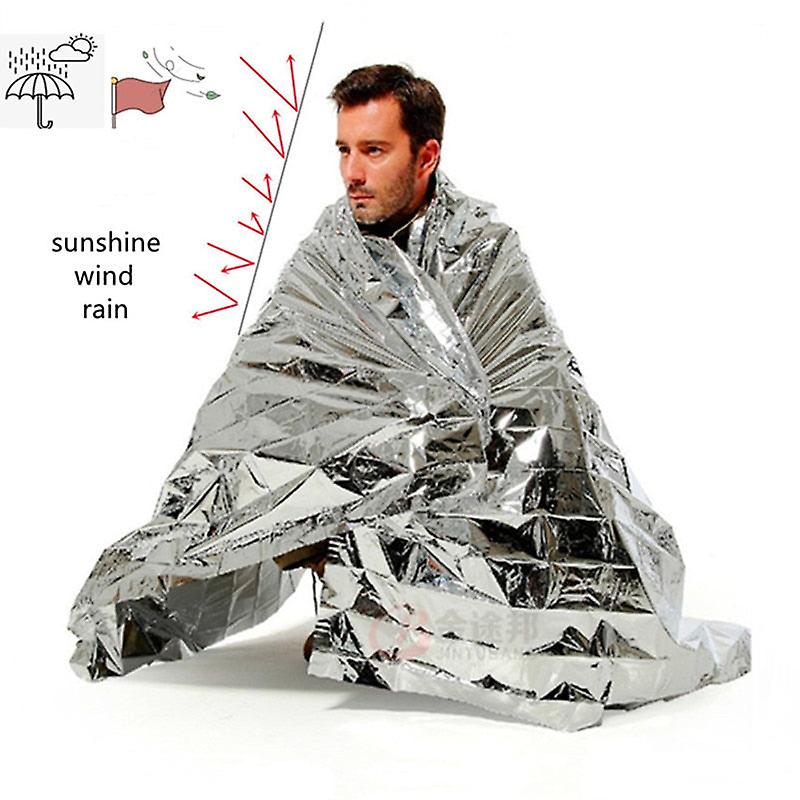 Outdoor Emergency Thermal Blanket - Windproof, Waterproof, Military-grade For Camping, Hiking, First Aid, And Rescue