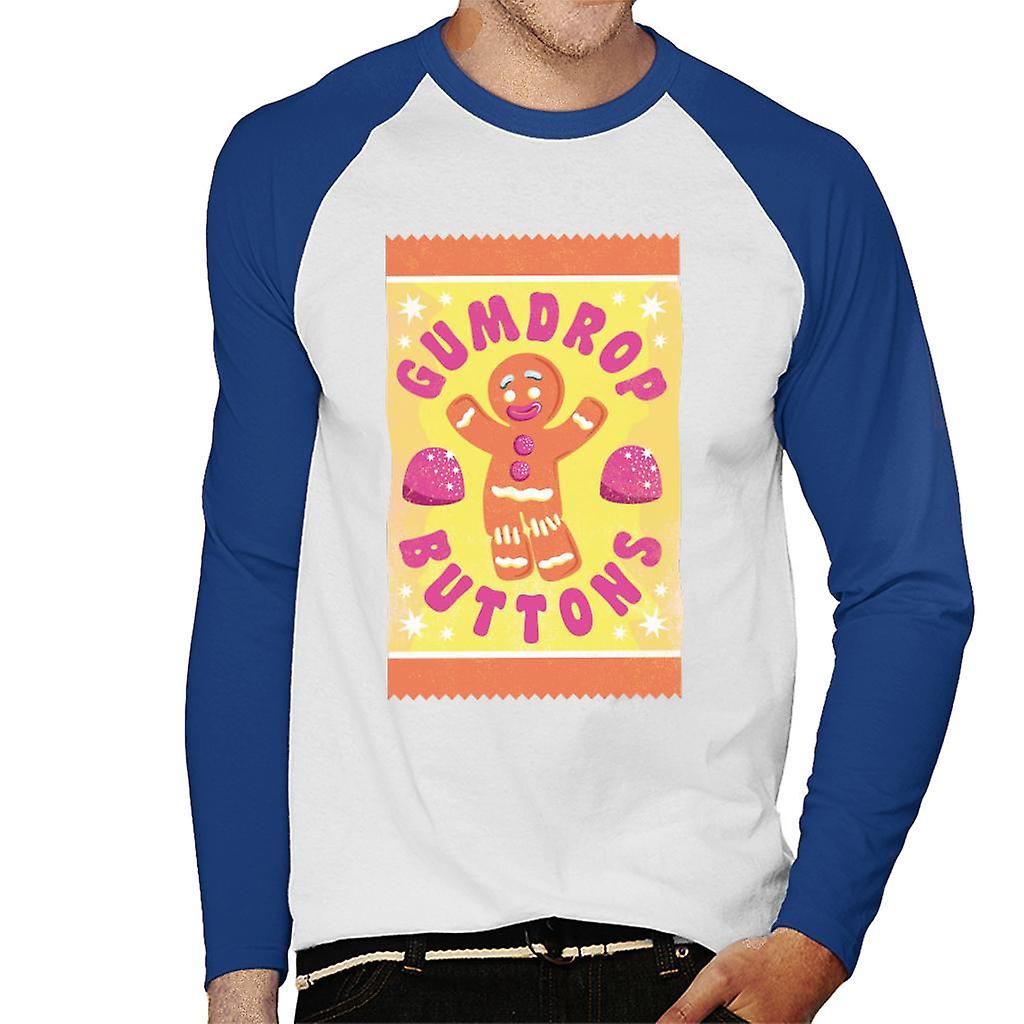 Shrek Gingerbread Man Gumdrop Buttons Men's Baseball Long Sleeved T-Shirt