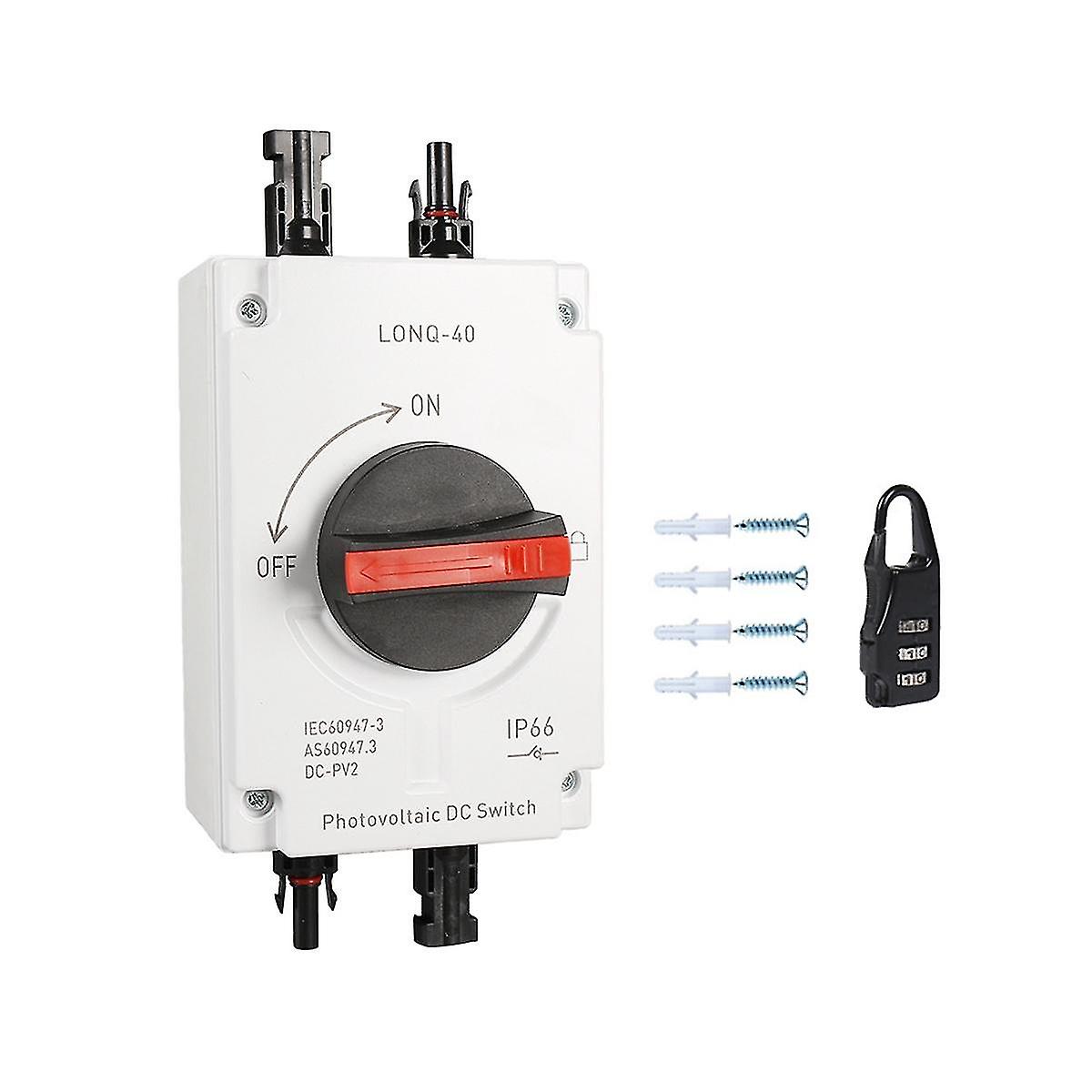PV Solar Photovoltaic Disconnect Switch, LONQ-40 DC Isolator Solar Switch IP66 Waterproof DC1000V 3