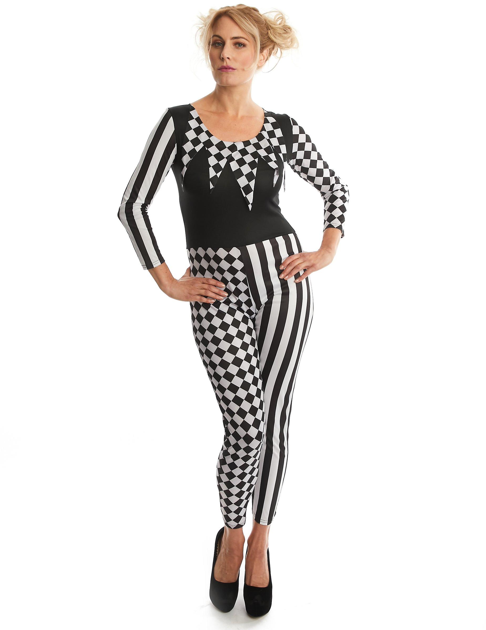Two-tone harlequine woman disguise