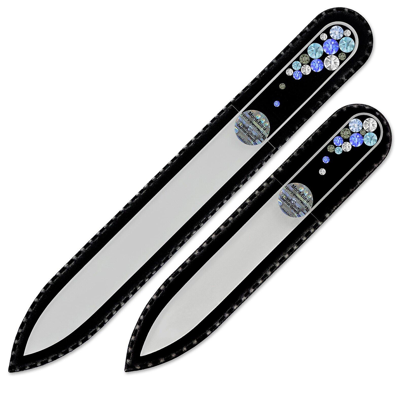 Set of 2 Czech Glass Nail Files with crystals B-MS - Sapphire