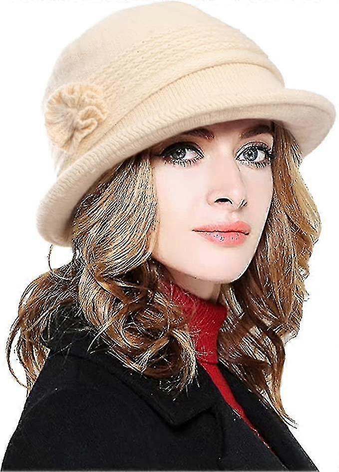 Women's Hat, Warm Knitted Bucket Hat With Peak