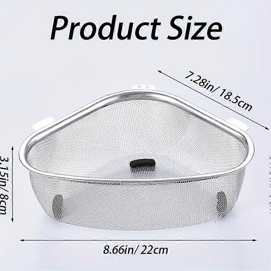 Triangle Corner Strainer, Kitchen Sink Triangular Draining Basket, Triangular Sink Drain Shelf, Corner Sink Strainer Basket, Kitchen Supplies, Kitchen