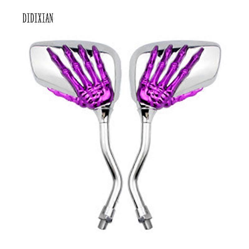 2pcs Universal Motorcycle Rearview Mirror With 8mm/10mm Screw Aluminium Alloy Scooter Skeleton Skull Hand Refit Motorbike Side