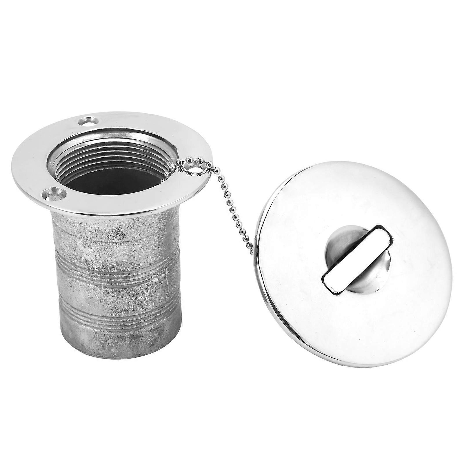 XTevu 50mm Boat Diesel Deck Filler - 316 Stainless Steel Fuel Cap With Chain For Yachts, RVs, Campers