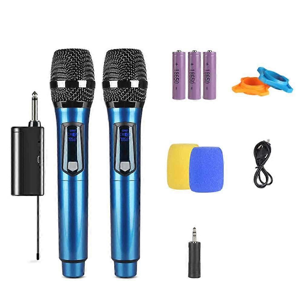 Wireless Microphone Metal Dynamic Microphone System with Rechargeable Receiver for Karaoke Singing Wedding Red