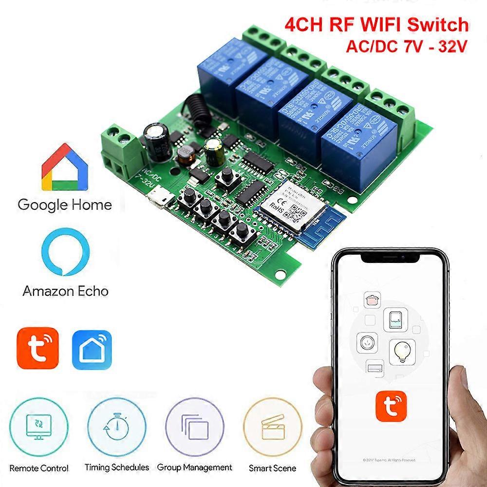 Tuya Smart Life 7-32V 220V Wifi Wireless Switch Intelligentes Modul Inching Mode RF433 Fernbedienung Arbeit mit Alexa Google Home