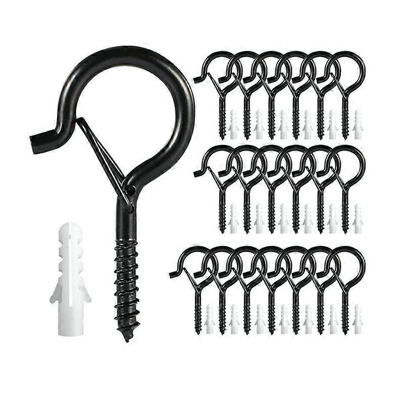 20 PCS Q-Hanger Hooks, Screw Hooks for Outdoor String Lights, Safety Buckle Design Cup Eye Hook Hang
