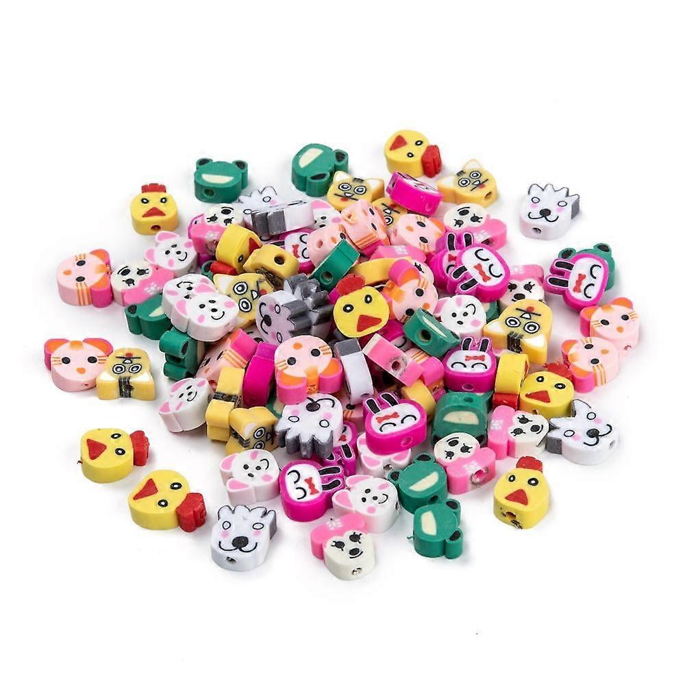 50pc Mixed Shape Animal Handmade Polymer Clay Beads Mixed Color 10~12x7.5~12x3~5mm Hole: 1.5mm