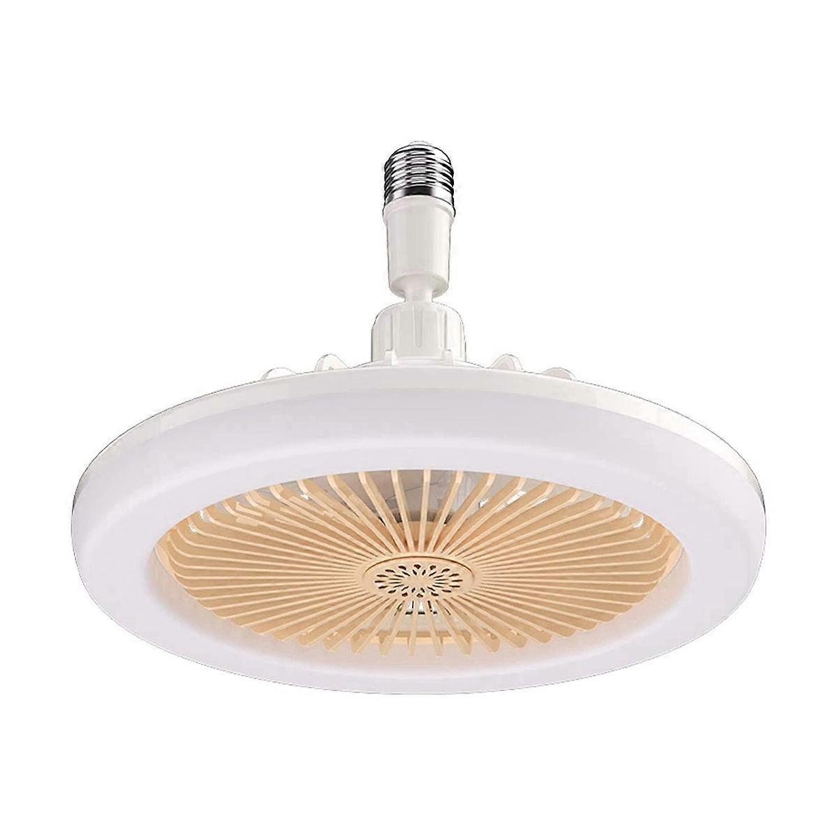 E27 Ceiling Fan with Lights,Enclosed Low Fan Light,Hidden Electric Fan Gimbal Lamp Holder(Cream Color)