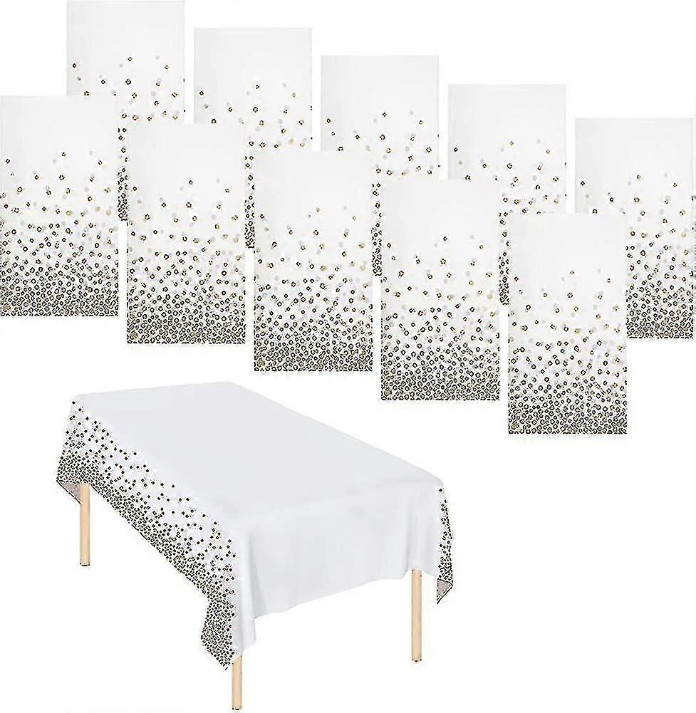 10 Pack Dot Tablecloths Table Covers Disposable Tablecloth Wipeable Plastic Gift