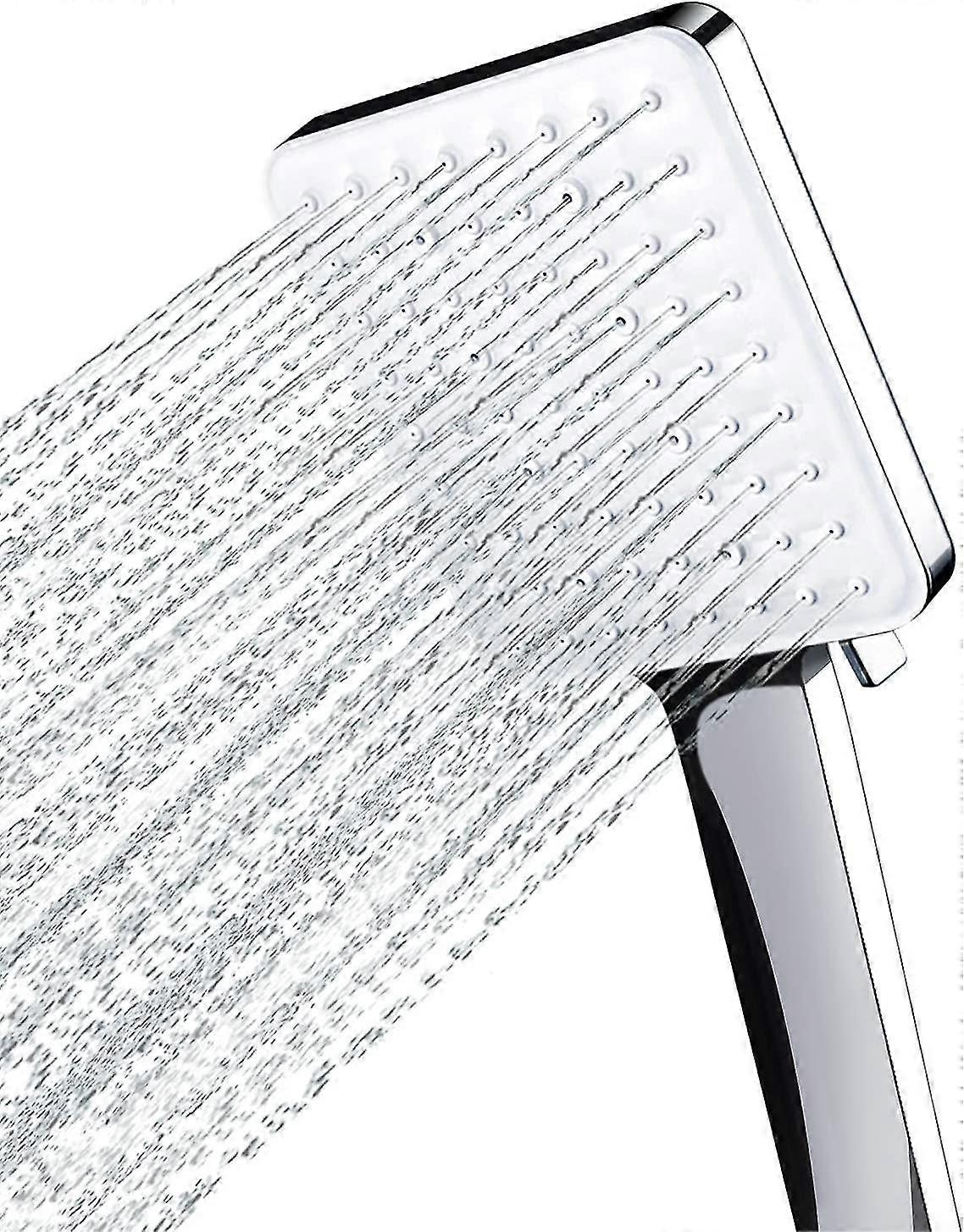 Shower Head, Large Square Shower Head With One Hand Control, High Pressure Shower Head With 6 Shower Modes, Chrome