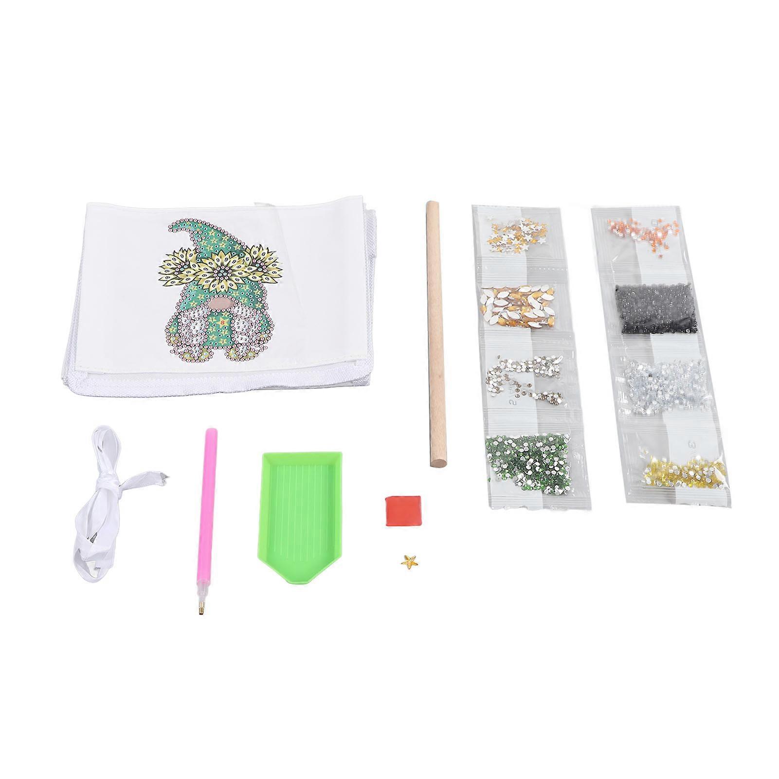 Hanging Storage Bag 3 Compartment Foldable Rhinestone Painting Pattern DIY Hanging Organizer for Door Wall
