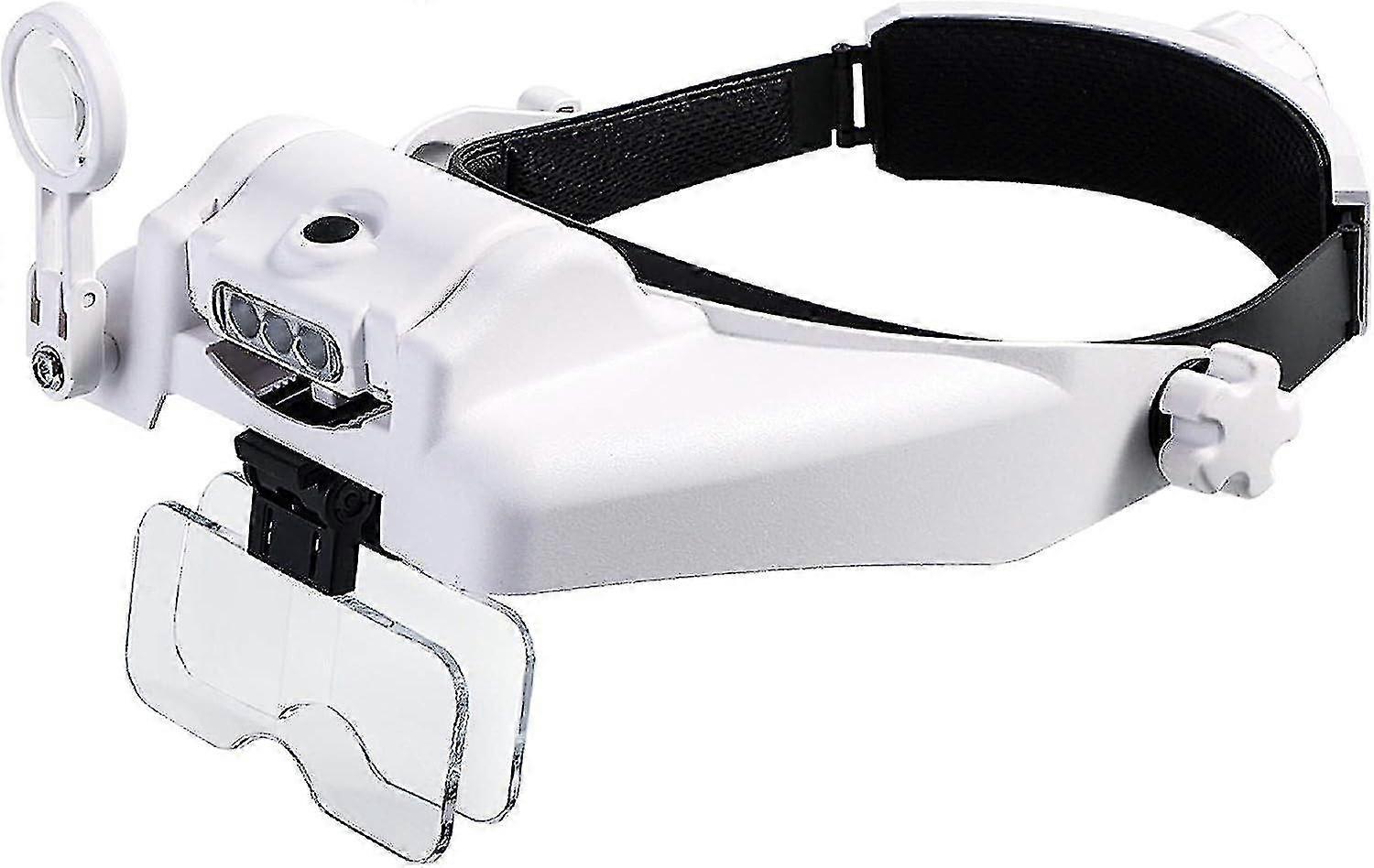 LED Lighted Headband Magnifier with 5 Detachable Lenses - Hands Free Magnifying Visor