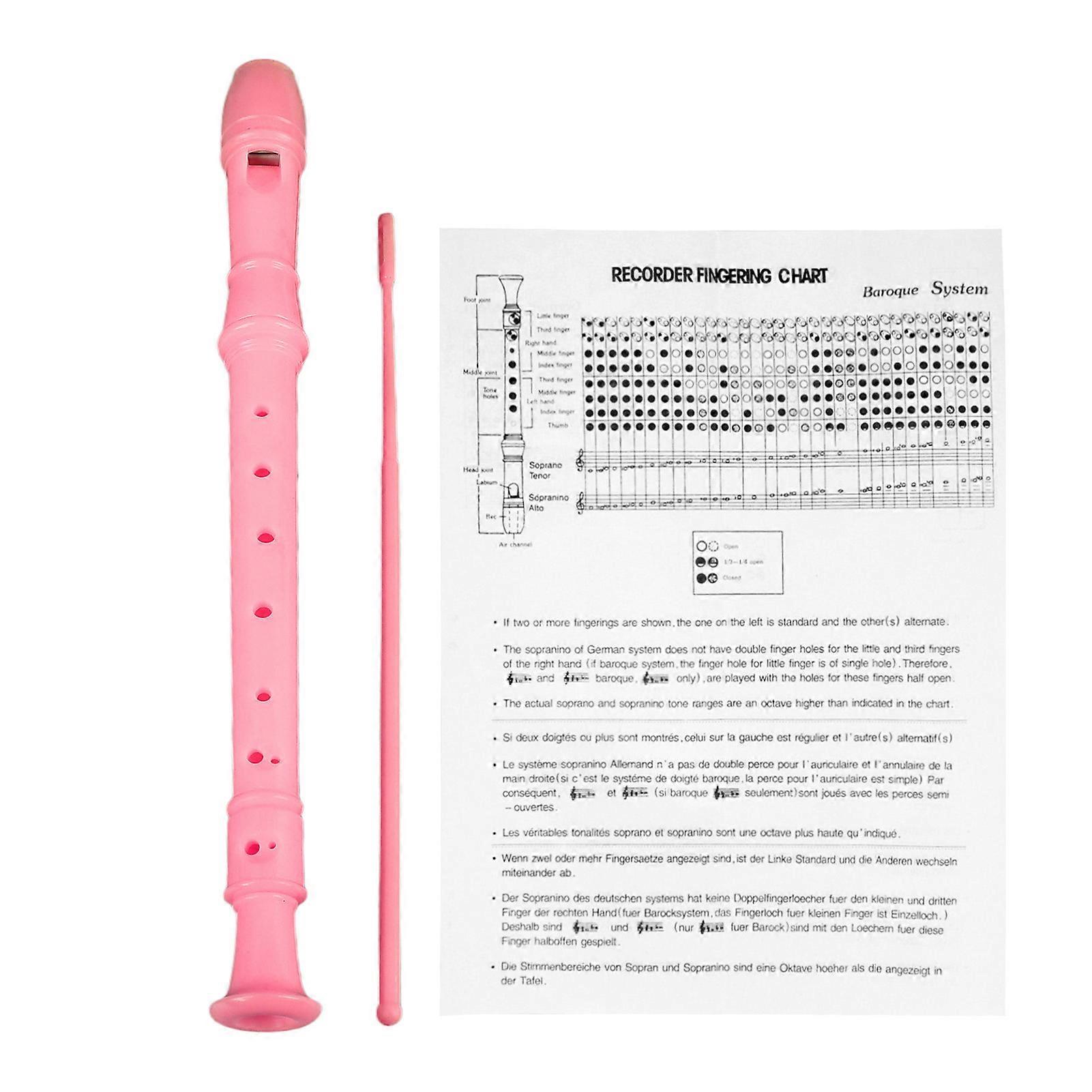 8 Hole Recorder Lightweight Portable Descant Flauta Recorder ABS Clarinet for Students Kids Pink