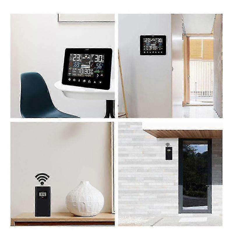 With Touch Screen Wall Clock Temperature Humidity Meter Table Desk Clocks With Outdoor Sensor
