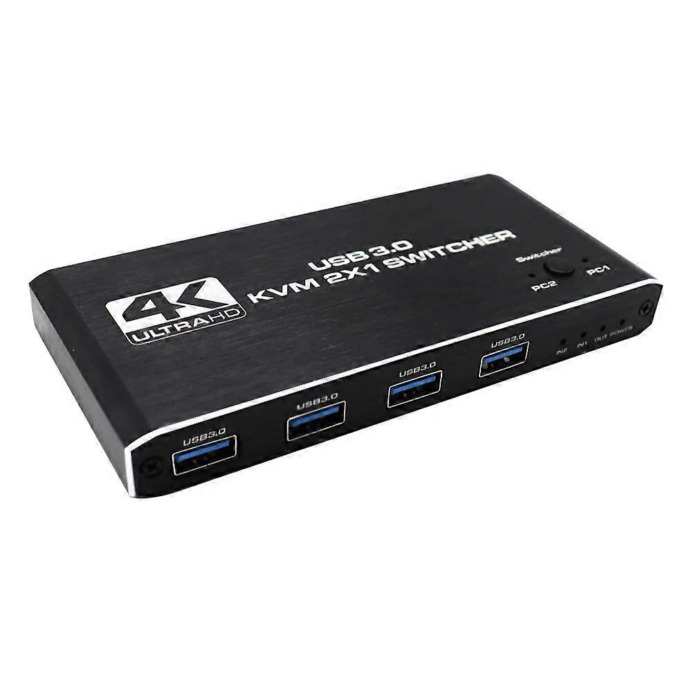 4K USB KVM Switch USB 3.0 Switcher HDMI-compatible KVM Switch 2 In 1 Out for 2 PC Sharing Keyboard and Mouse EDID / HDCP Printer