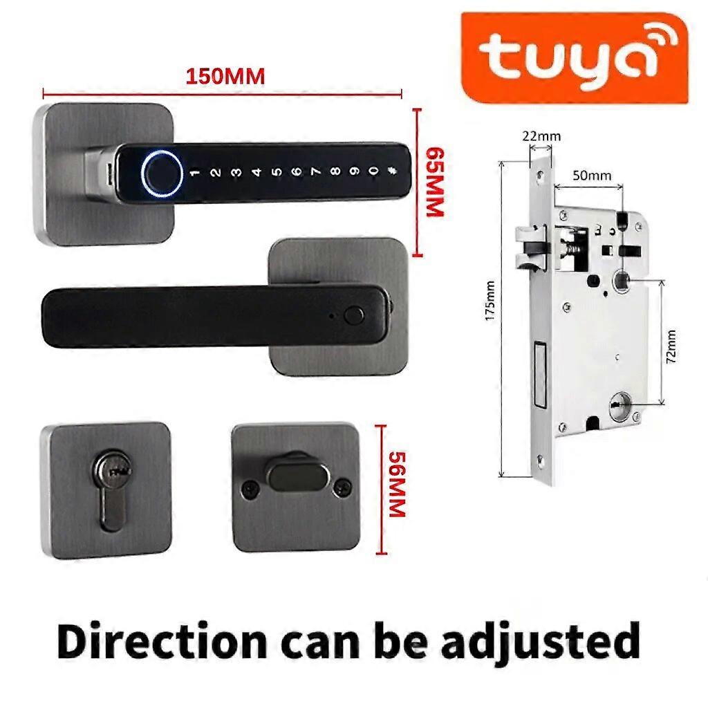 Smart Door Handle Fingerprint Password Remotely Unlock Digital Lock App Keyless Entry for Doors Smart Electronic Lock