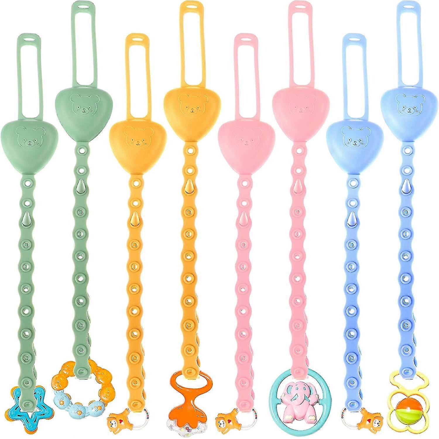 8 Pieces Baby Toy Straps Stretchable Silicone Fier Clips Holder Can Be Stored