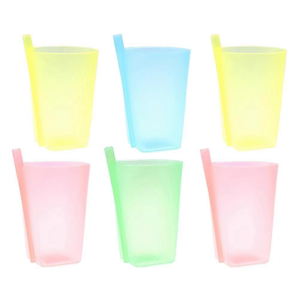 6 stk vannglass med halm plast vannglass plast barnekopper
