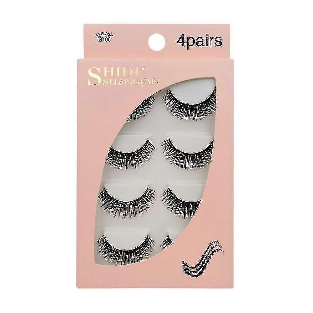 4 Pairs 3d Watermane False Eyelashes Invisible Reusable Black,g100