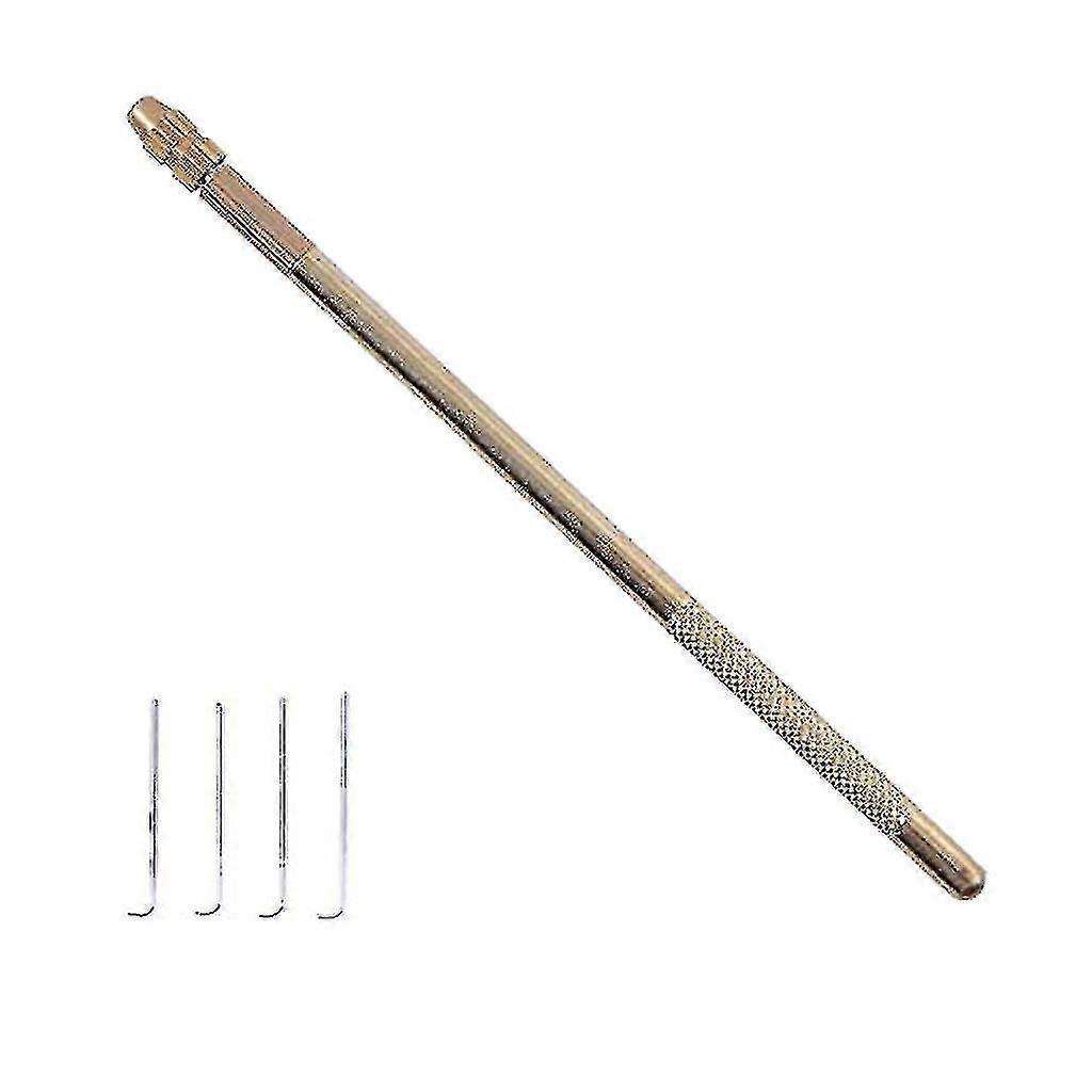 4 Pcs Ventilating Needles +1 Brass Holder For Lace Wig Needle