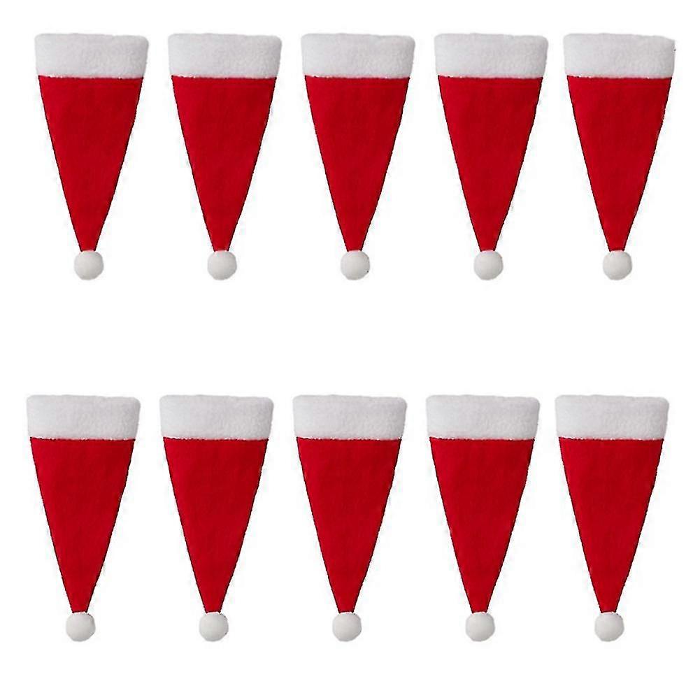 Christmas Tableware Holder Bag Mini Santa Hats Kitchen Holders 10pcs