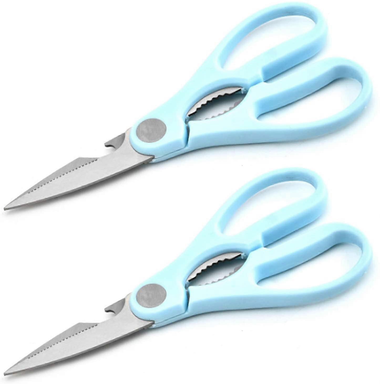 2pcs Kitchen Scissors, Stainless Steel Bandsaw, Household Scissors (blue)