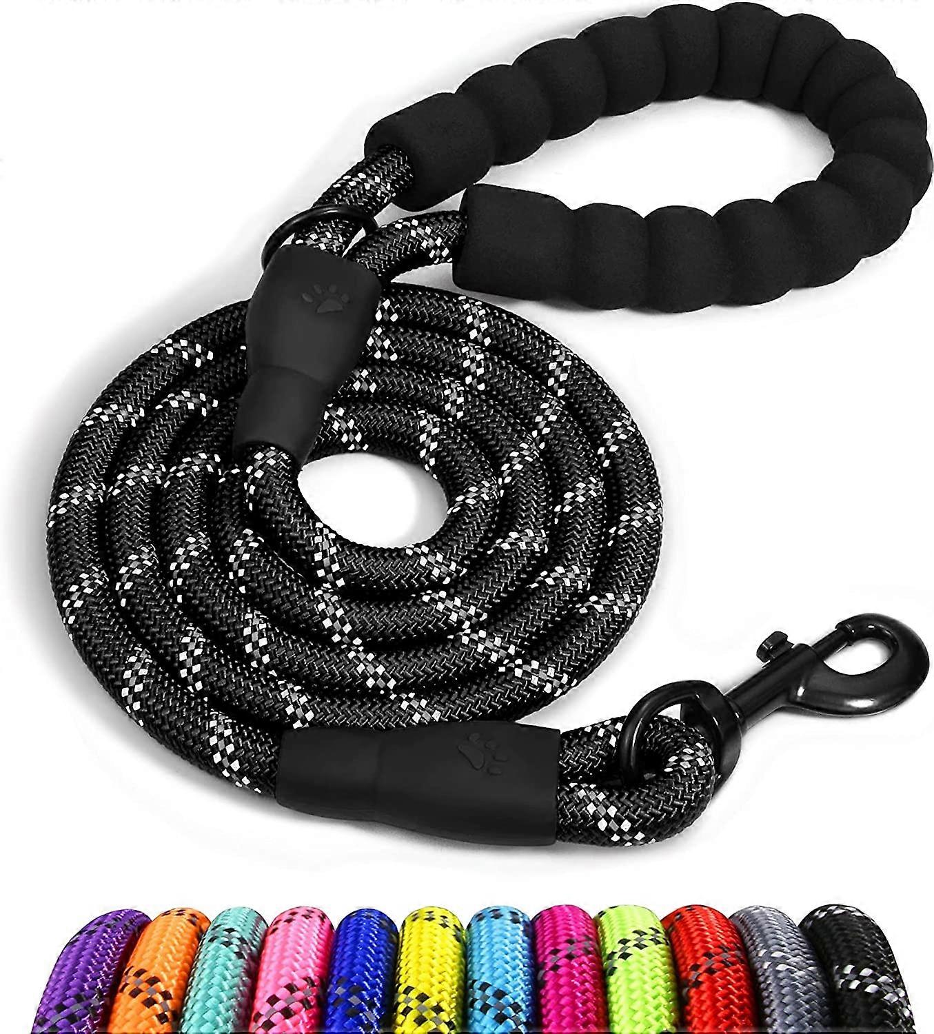 Dog Rope,Nylon w/Handle and Reflective Threads,150x1.2cm,Black