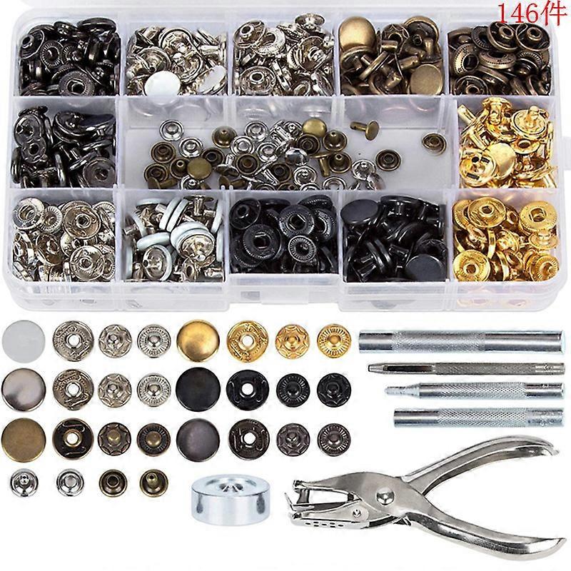 120pcs Snap Clasps Kit Metal Button Snaps Press Studs