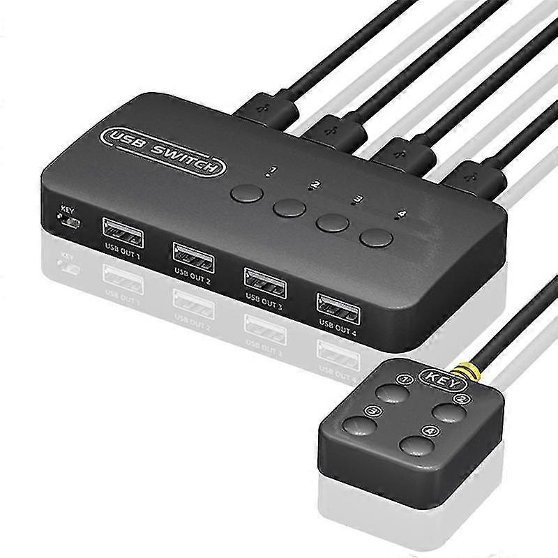 KVM-Switch, USB-Switch, Shared Controller-Adapter, 4 Eingänge, 4 Ausgänge, kompatibel mit Laptop-Computer, Drucker, Keyb