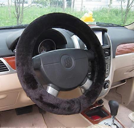 Universal steering wheel cover black fur black, 38cm