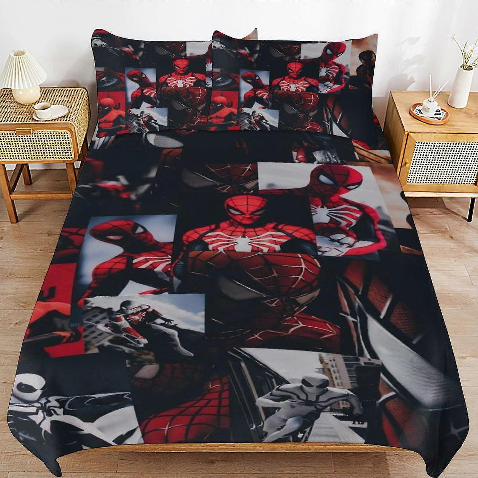 v6754  Bed Sheets Bedding Spider-Man Bedding Sets Ultra Soft Skin-Friendly Duvet Cover 3 Piece, Cute Comforter Cover Bed Set for Boys Girls Kids ( 1 D