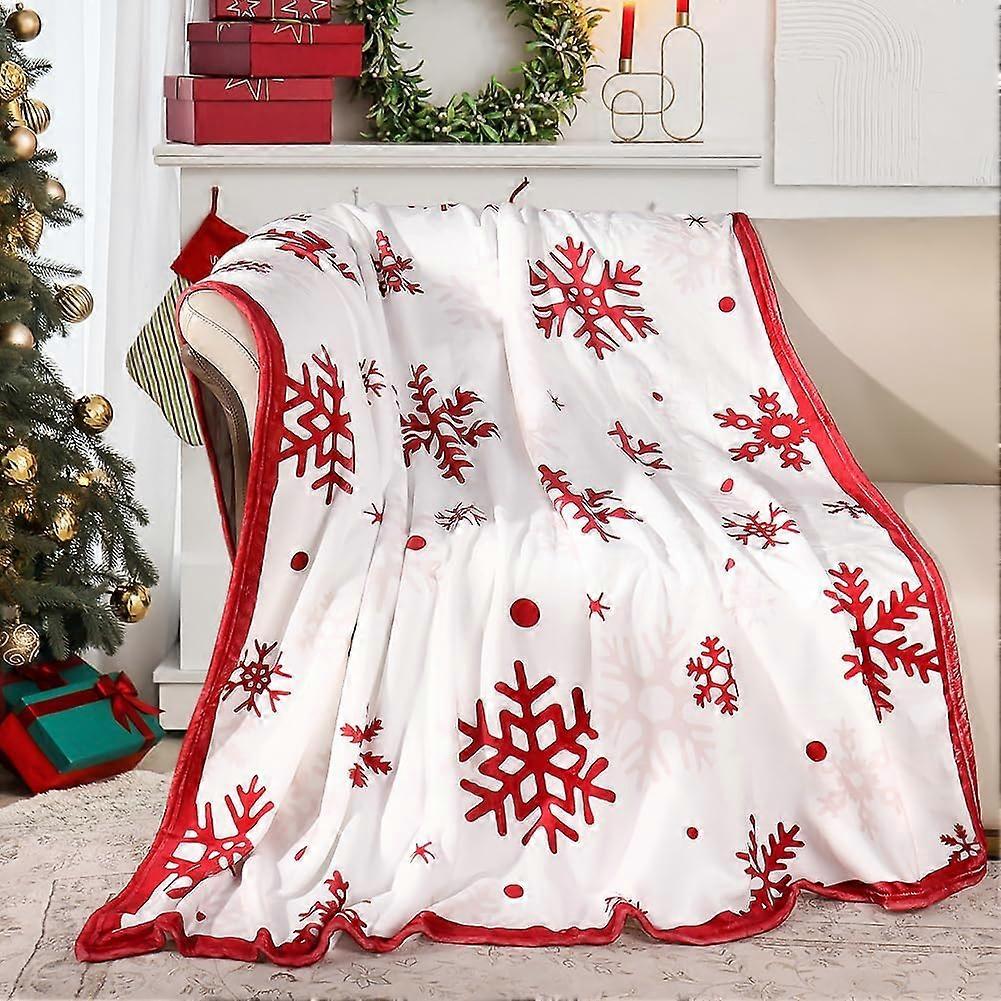 Red Snowflake Blanket Christmas Throw Blanket Winter Holiday Bed Blanket Super Soft Flannel Fleece Throw Blanket Cozy Fuzzy Plush Blanket for Couch Ch