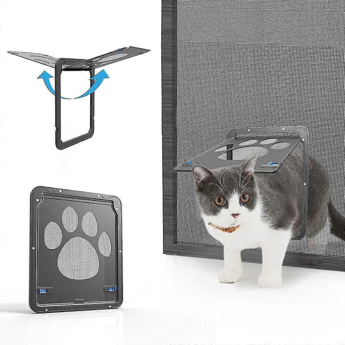 Cat Flap Pet Screen Door Lockable Magnetic Cat Door Easy Install Durable Door(8" W X 10.2" H)