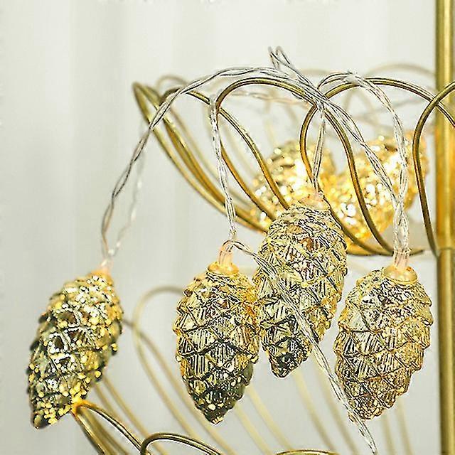 1.5m 10led Pine Cone Fairy Lights Decoration 2024 Xmas Tree Decor Light String Ornaments New Year Garland Noel Navidad